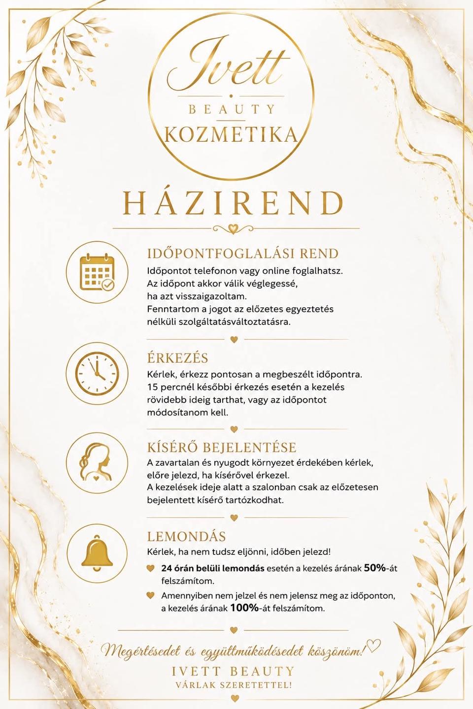 Gulyásné Fehér Ivett házirendje