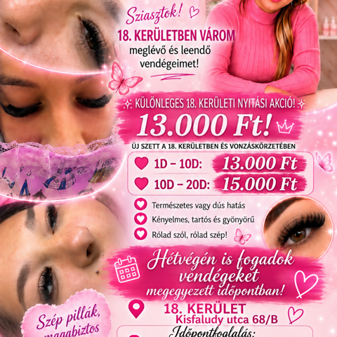 Eryca műszempilla építés — munkafotó 1